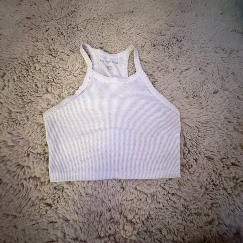 American Eagle Outfitters White Ribbed Tank Top